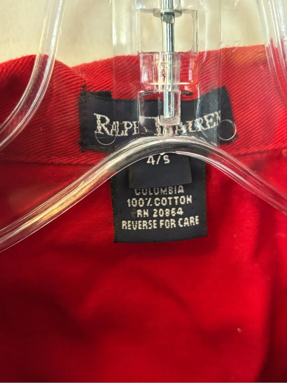 Ralph Lauren Red Zip-Front Cotton Twill Jacket Navy Pony Preppy Classic